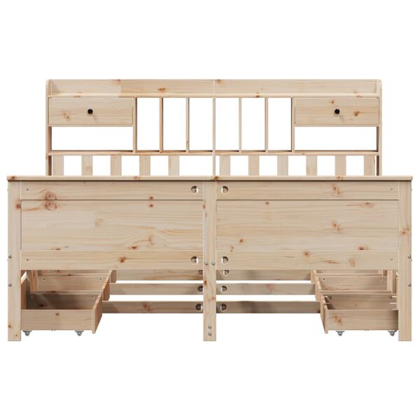 vidaXL Łóżko z regałem, bez materaca, 180x200 cm, lite drewno sosnowe