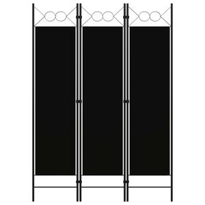 vidaXL Parawan 3-panelowy, czarny, 120 x 180 cm