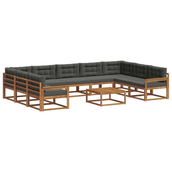 vidaXL Zestaw sof na zewnątrz 10 pcs Naturalny i Antracytowy