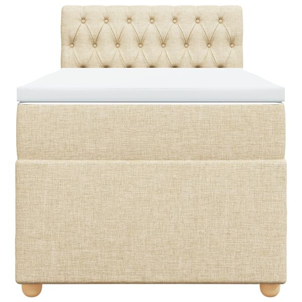 vidaXL Ł&oacute;żko kontynentalne z materacem, kremowe, tkanina, 90x200 cm