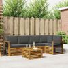 vidaXL Zestawy sof 6 pcs Naturalny i Antracytowy Lite Drewno Akacji