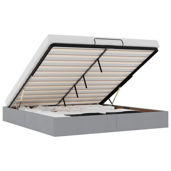 vidaXL Rama ł&oacute;żka otomana bez materacem, szara, 160x200 cm, tkanina