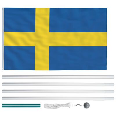 vidaXL Flaga Szwecji z aluminiowym masztem, 6,2 m
