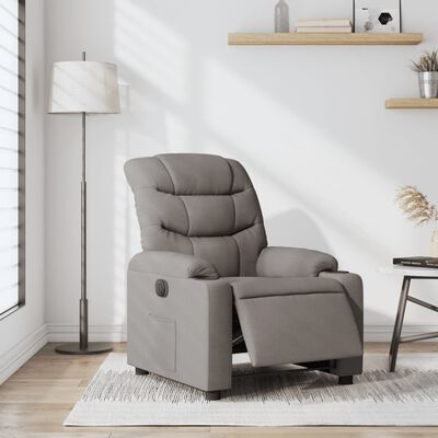 vidaXL Elektryczny fotel rozkładany, kolor taupe, obity tkaniną