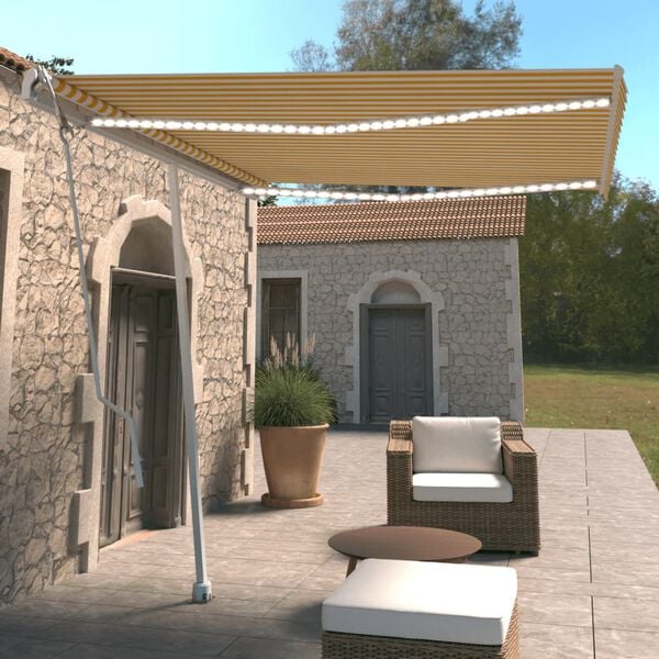 vidaXL Automatycznie zwijana markiza, LED i czujnik wiatru, 300x250 cm