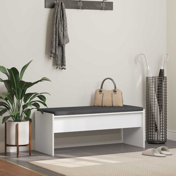 vidaXL Ławka w przedpokoju z poduszką Biały 103 x 38 x 40 cm