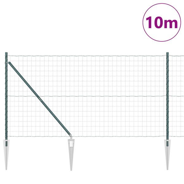vidaXL Ogrodzenie z słupkiem Zielony 1,4 x 10 m Stal i PVC