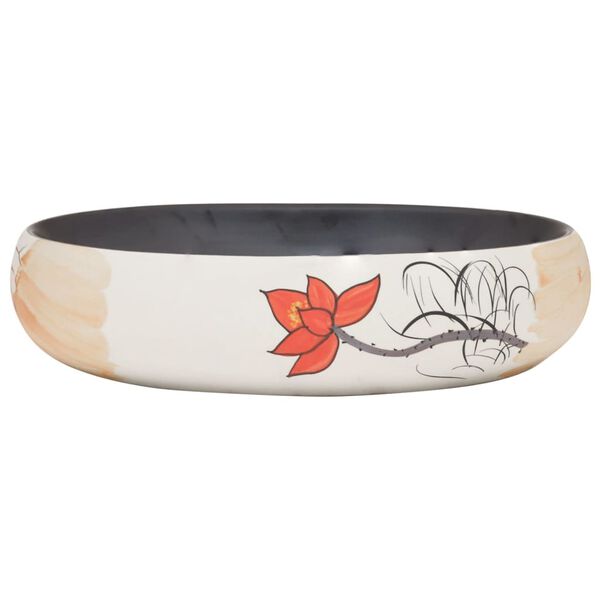 vidaXL Umywalka nablatowa, wielokolorowa, owalna, 59x40x15 cm