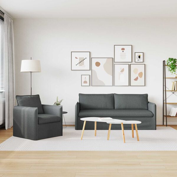 vidaXL Zestaw Sof 2 pcs ciemnoszary 196 x 82 x 85 cm tkanina