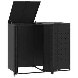 vidaXL Przechowalnia na 3 kosze na odpady Czarny 204 x 77,5 x 121,5 cm