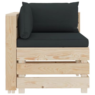 vidaXL Ogrodowa sofa narożna z palet, z antracytowymi poduszkami