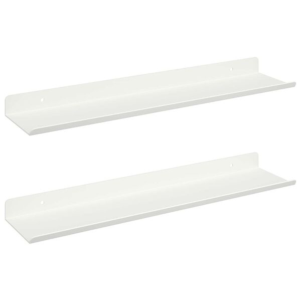 vidaXL P&oacute;łka wisząca 2 pcs Biały 100 x 9 x 2,5 cm Stal