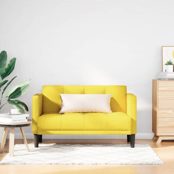 vidaXL Sofa dwuosobowa ż&oacute;łta 111 cm Tkanina