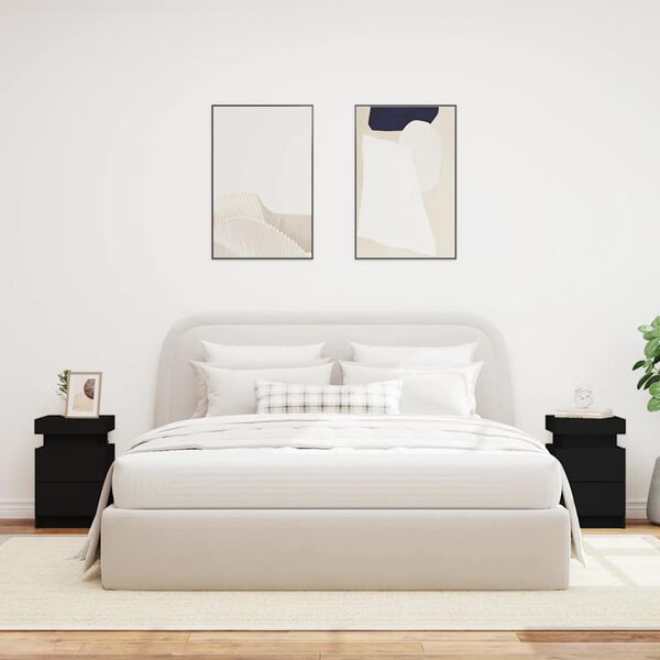 vidaXL Szafki nocne z oświetleniem LED, 2 szt., czarne, 35x39x55 cm