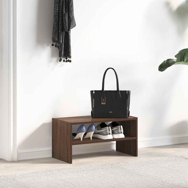 vidaXL Stojak na buty, sztaplowany, brązowy dąb, 60x30x30,5 cm
