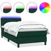 vidaXL Ł&oacute;żko kontynentalne z materacem i LED, zielone, aksamit, 100x220 cm