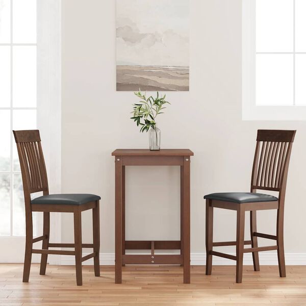 vidaXL Hokery barowe z poduszkami 2 szt. Brązowe lite drewno gumowe