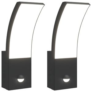 vidaXL Zewnętrzne kinkiety LED z czujnikami, 2 szt., czarne, aluminium