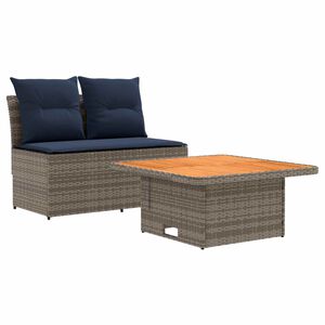 vidaXL 2 Sztuka Środkowa sofa ogrodowa z podnoszonym stolikiem