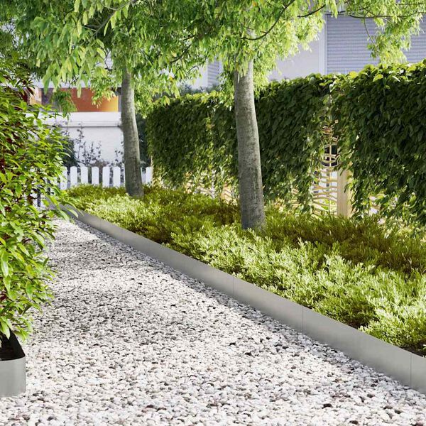 vidaXL Krawężnik do trawnika 30 pcs Srebrny 100 x 0.05 x 20 cm