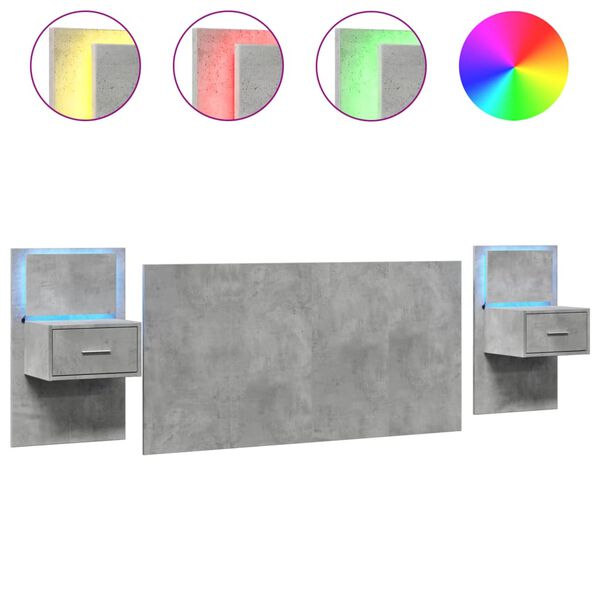 vidaXL Wezgłowie ł&oacute;żka z szafkami, szarość betonu, 160 cm