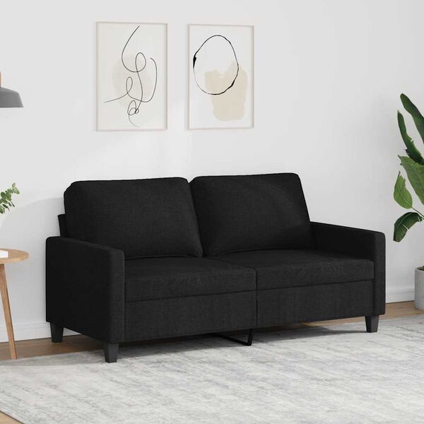 vidaXL Sofa 2-osobowa, czarna, 140 cm, tapicerowana tkaniną