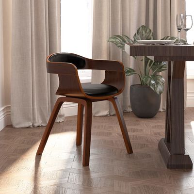 vidaXL Krzesło stołowe, czarne, gięte drewno i sztuczna skóra
