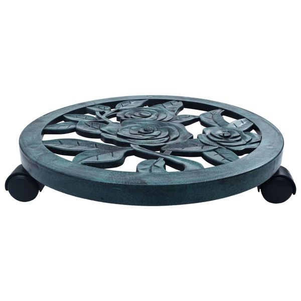 vidaXL Stojaki na kółkach pod donice, 6 szt., zielone, 38 cm, plastik