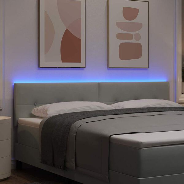 vidaXL Wezgłowie LED Ze LED Lights Jasnoszary 180 cm Poliester