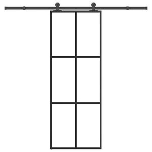 vidaXL Drzwi przesuwne z osprzętem, szkło ESG i aluminium, 76x205 cm