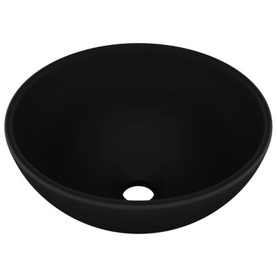 vidaXL Okrągła umywalka łazienkowa, matowa czerń, 32,5x14 cm, ceramika