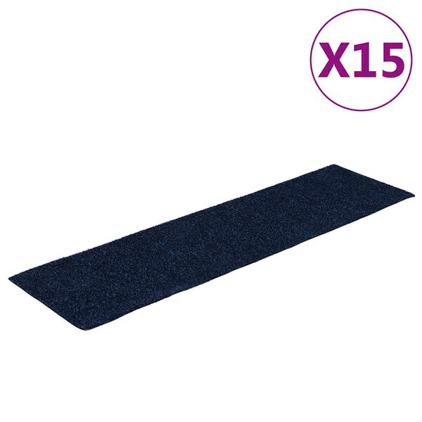 vidaXL Maty na schody samoprzylepne 15 szt. 76x20 cm Granatowe prostokątne