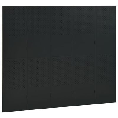 vidaXL Parawany 5-panelowe, 2 szt., czarne, 200x180 cm, stalowe