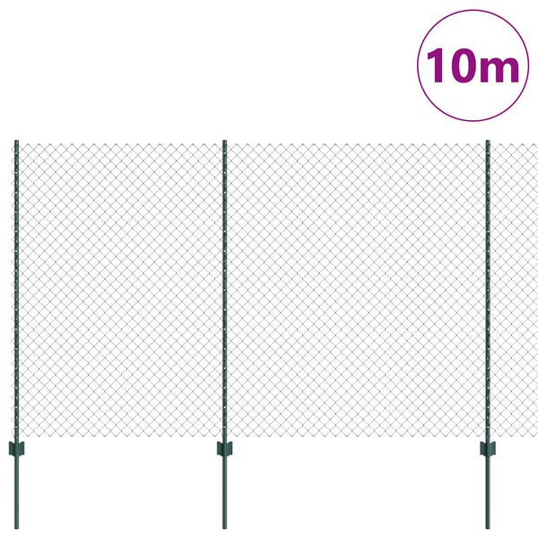 vidaXL Ogrodzenie z słupkiem Zielony 1,5 x 10 m Stal i PVC