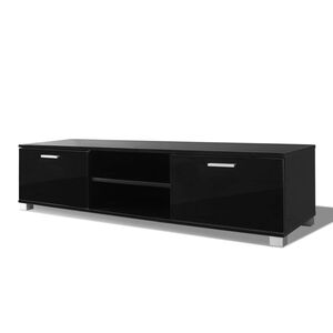 vidaXL Szafka pod TV na wysoki połysk, czarna, 140x40,5x35 cm
