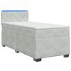 vidaXL Ł&oacute;żko Box Spring z materacem i LED jasnoszary Pojedynczy Welur
