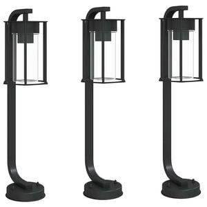 vidaXL Lampy ogrodowe stojące, 3 szt., czarne, 60 cm, stal nierdzewna