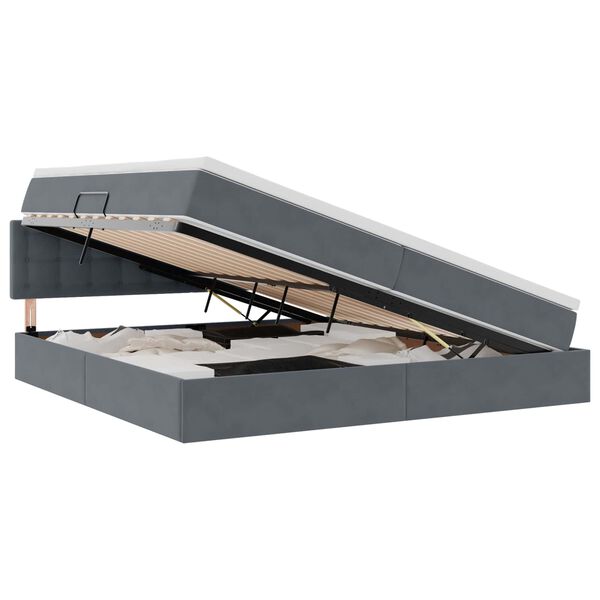 vidaXL Ł&oacute;żko z miejscem na przechowywanie i LED 200 x 200 cm Aksamit