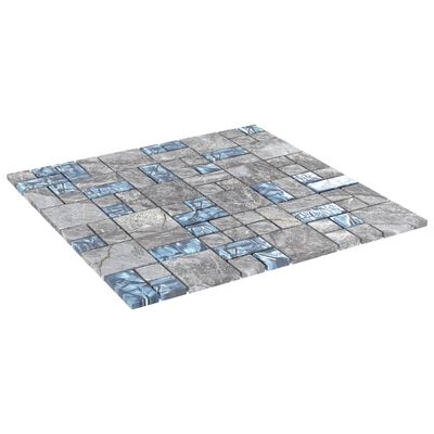 vidaXL Płytki mozaikowe, 22 szt., szaro-niebieskie, 30x30 cm, szkło