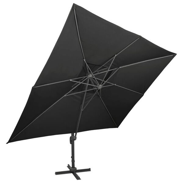 vidaXL Parasol ogrodowy Cantilever z podw&oacute;jnym blatem, czarny, 400x300 cm