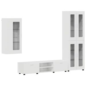 vidaXL Zestaw szafek RTV FLORIN 3 pcs Wysoki połysk biały