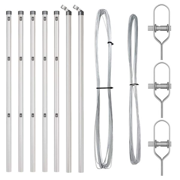 vidaXL Słupek ogrodzeniowy. 7 pcs Srebrny Stal