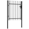 vidaXL Brama jednoskrzydłowa z grotami, stal, 1x1,2 m, czarna