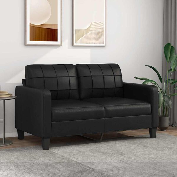 vidaXL 2-osobowa sofa, czarna, 140 cm, sztuczna sk&oacute;ra