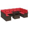 vidaXL Zestaw Sof na Ogr&oacute;d z poduszką 10 pcs Brązowy Rattan poli