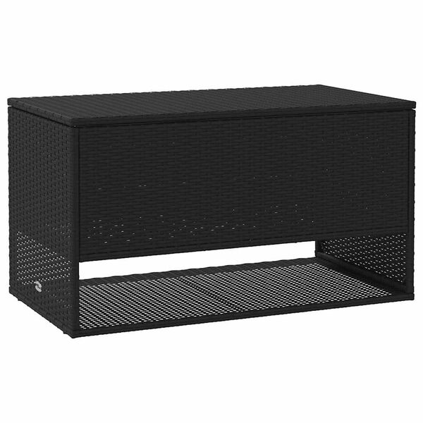 vidaXL Pudełko na poduszki ogrodowe czarne 100x55x55,5 cm polirattan