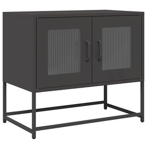 vidaXL Szafka RTV, czarna, 68x39x60,5 cm, stal walcowana na zimno