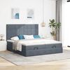 vidaXL Rama łóżka otomana z materacami, szara, 180x200 cm, aksamit