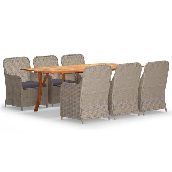 vidaXL 7-częściowy zestaw mebli ogrodowych, brązowy