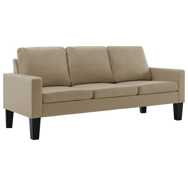 vidaXL 3-osobowa sofa, cappuccino, sztuczna sk&oacute;ra